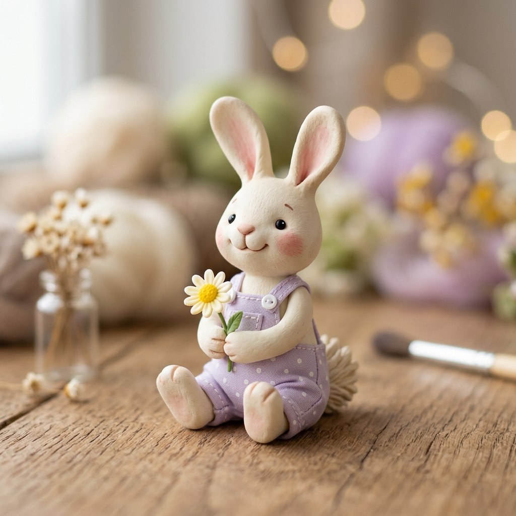 Figura Conejito Jardinero con Margarita